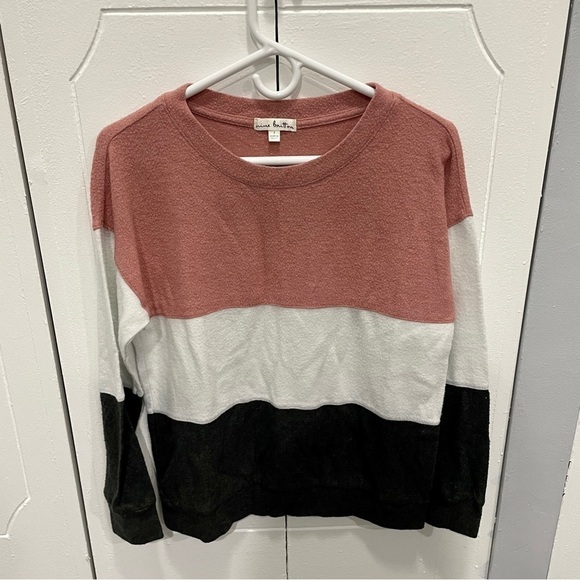 Nine Britton Tri Colored Dalia Brushed Knit Top - Picture 1 of 7